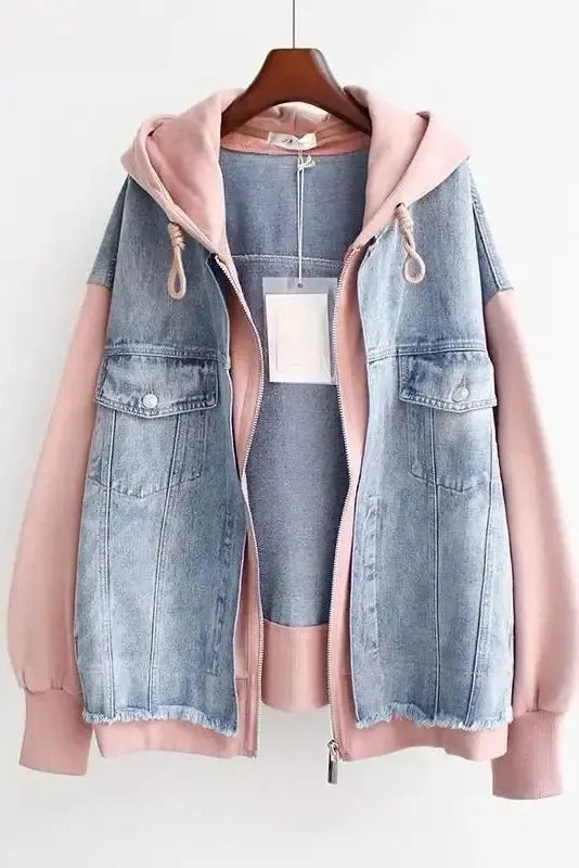 Ellen – Two-tone denim jacket – Pink / S