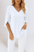 Emilie – V-neck blouse – Blue / M