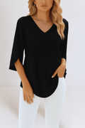 Emilie – V-neck blouse – Blue / L
