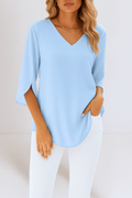 Emilie – V-neck blouse – Blue / S