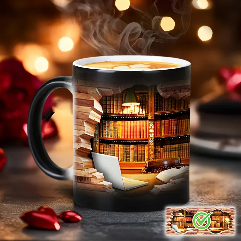 Enchanting Bookcase Heat Sensitive Ceramic Mug