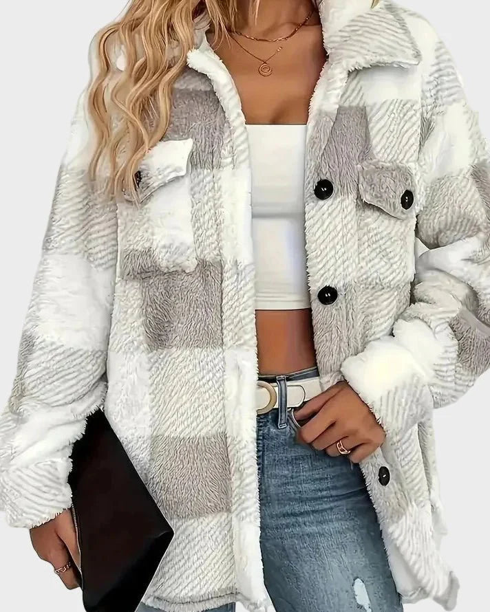 Gitte – Stylish fleece jacket – Grey / S