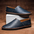 Hand-stitched leather Loafers – Blue / 39