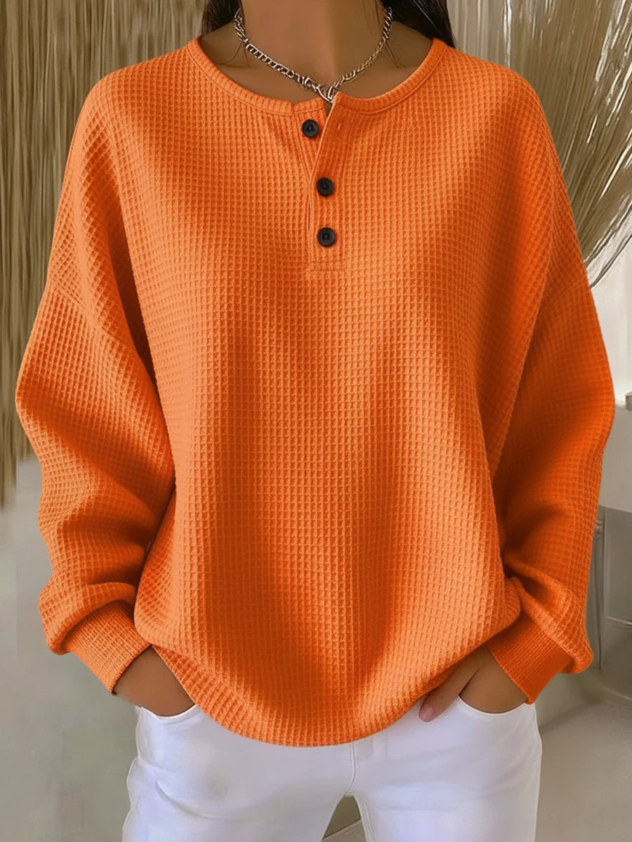 Helle – Waffle knit cosy Jumper – Orange / S