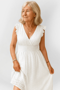 Henriette – Ruched waist dress – White / S