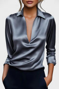 Ida – Satin shirt – Pink / L