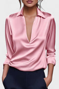 Ida – Satin shirt – Pink / S