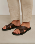 Illino – Sandals with cross straps – Brown / 40