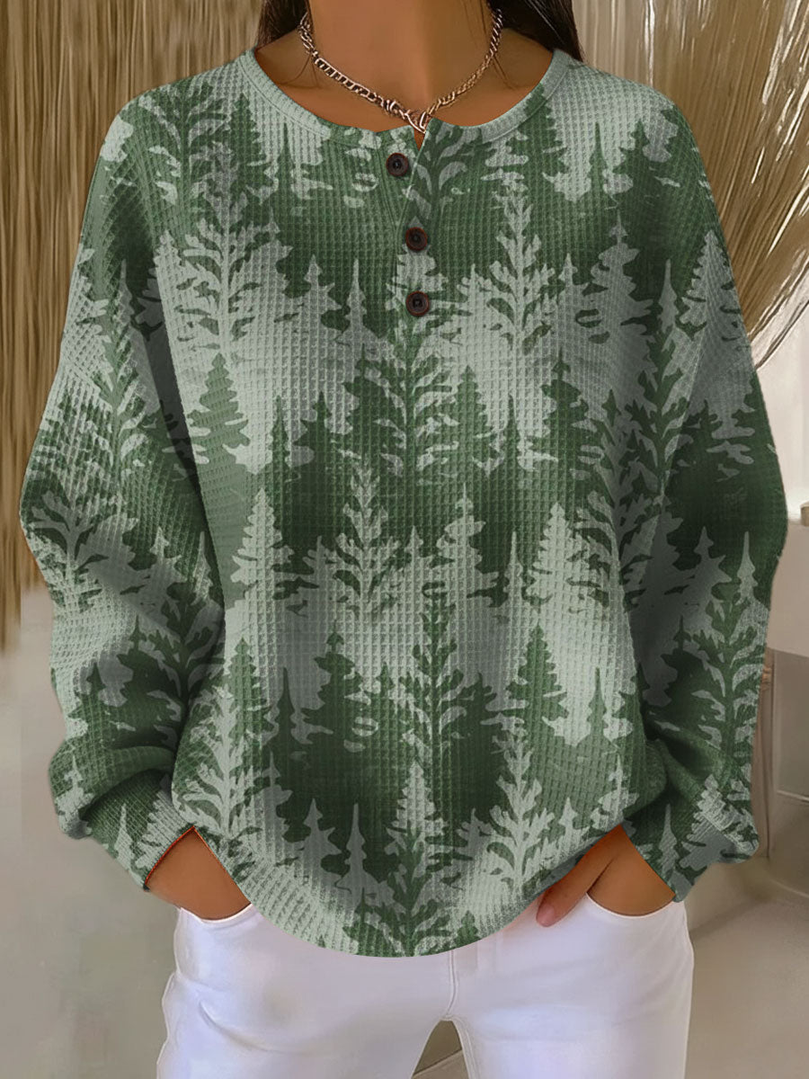 Inga - Christmas jumper with classic tree motif – Green / S