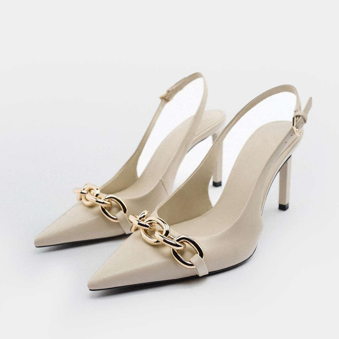 Isolda – Chain Heels – Ivory colored / 37