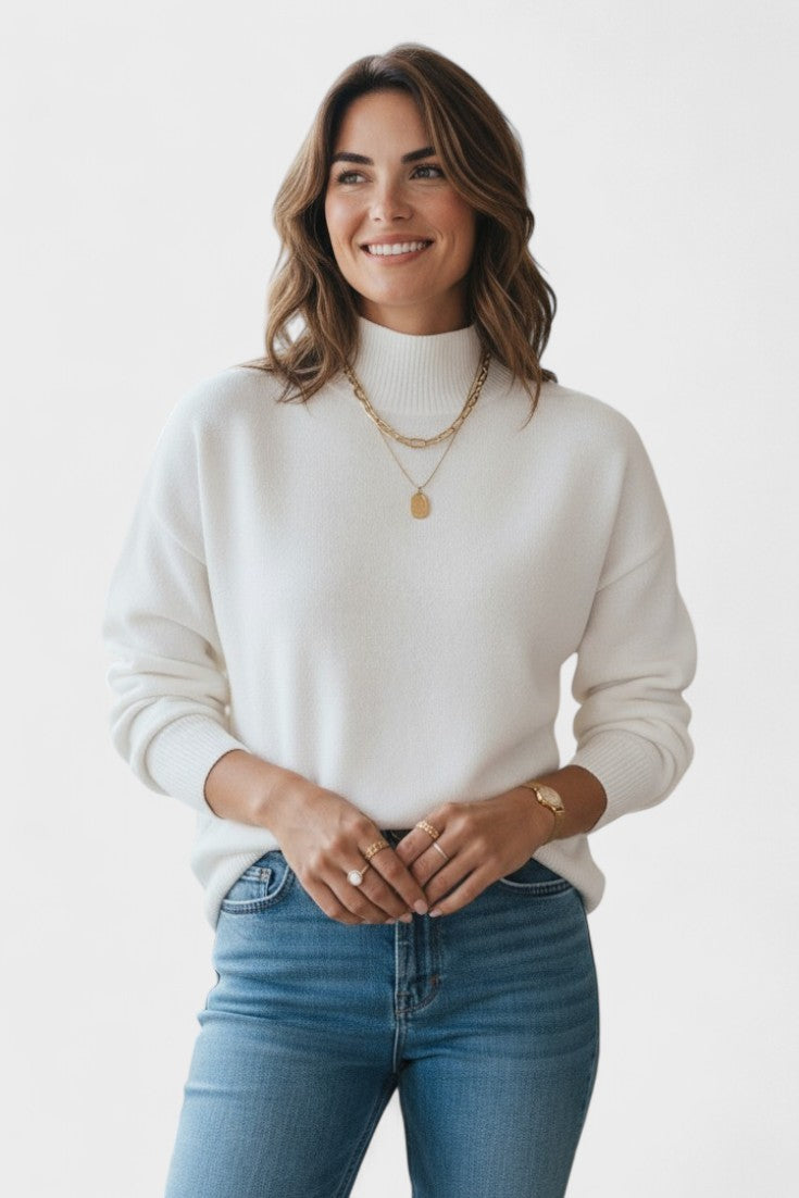 Ivona – Warm elegant Jumper – White / S