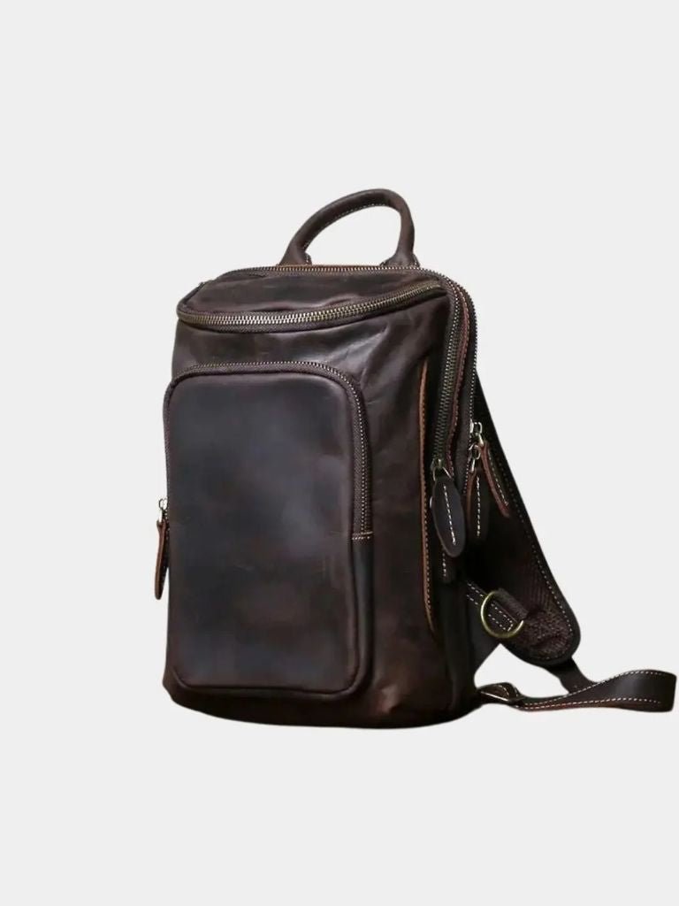 Jakob – Modern box-shaped bag – Brown