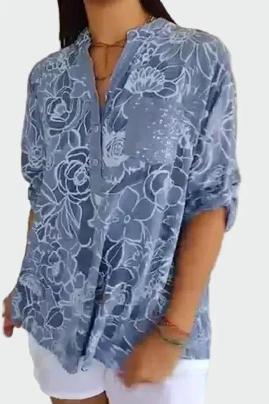 Johanne – Blue floral blouse – Light Blue / S