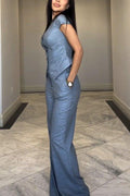 Julie – V-neck set – Blue / L