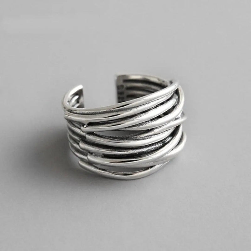 Adjustable Silver Ring in Layers – 15