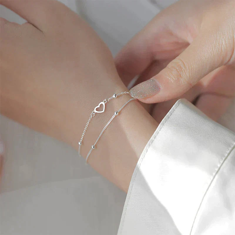 Adjustable bracelet with heart in silver