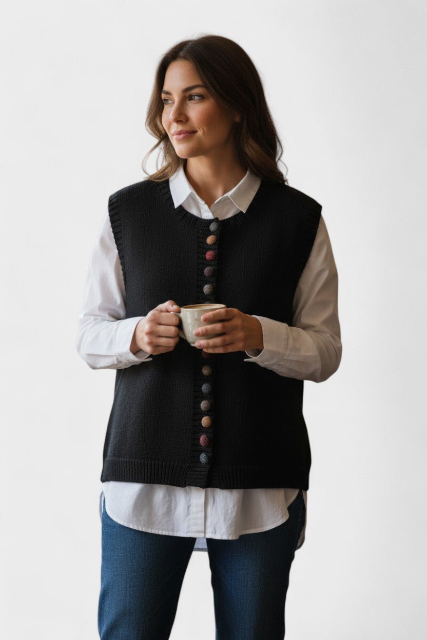 Karmen – Knitted vest – Black / S