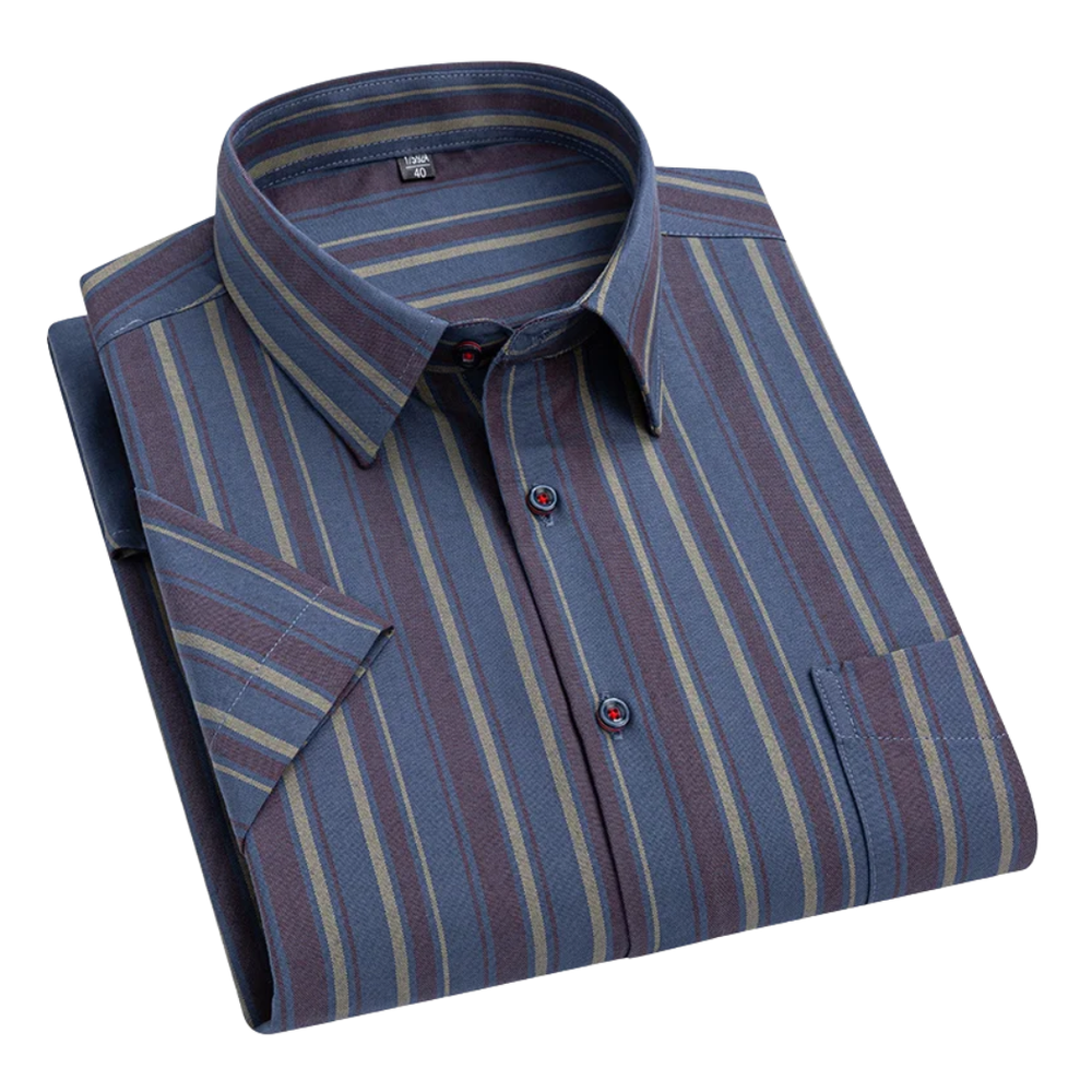Kasper – Short-sleeved Katoon shirt – Navy Blue / XS