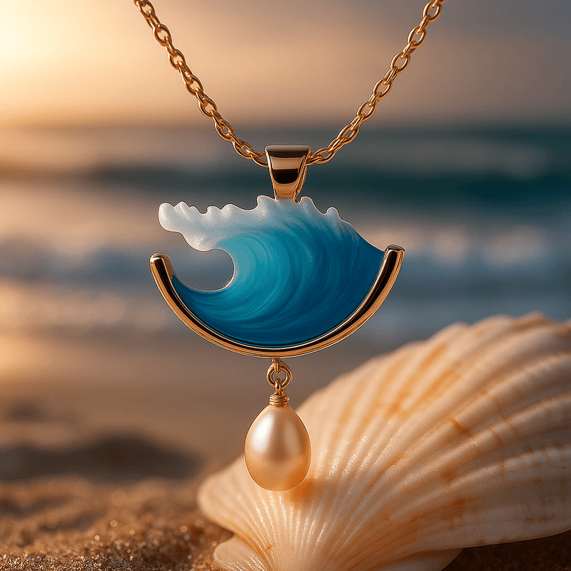Katrine – Wave pearl pendant