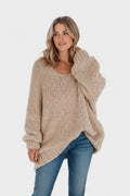 Katrine – Light Knit Jumper with Round-Neck – Apricot / L