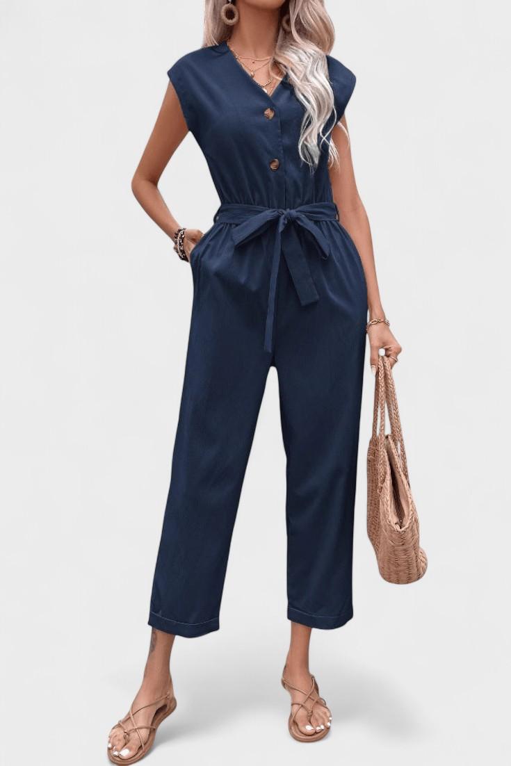 Lærke – Summer Jumpsuit – Dark Blue / S