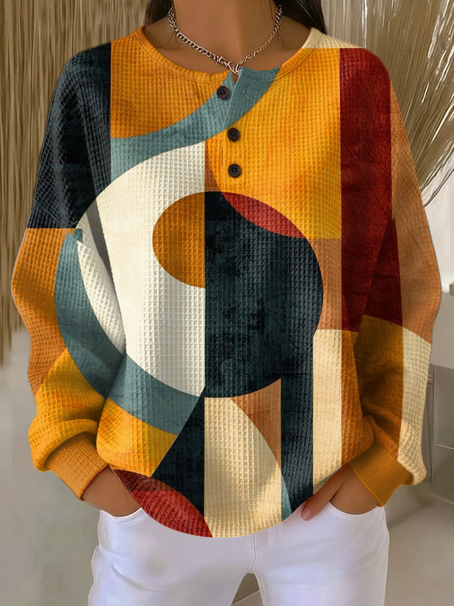 Lark - Waffle Jumper with geometric pattern – Orange / S