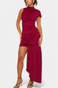 Liv – Asymmetric Dress – Bordeaux / M