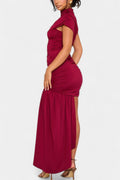 Liv – Asymmetric Dress – Bordeaux / L