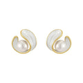 Luxurious earrings with white opal and pearls in gold – image 2