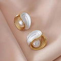 Luxurious earrings with white opal and pearls in gold – image 3