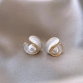 Luxurious earrings with white opal and pearls in gold – image 4