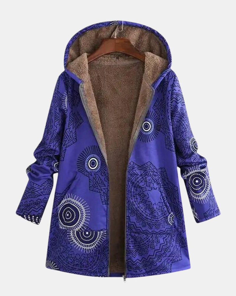 Luna – Midnight Blue Mandala Fleece Hoodie – S