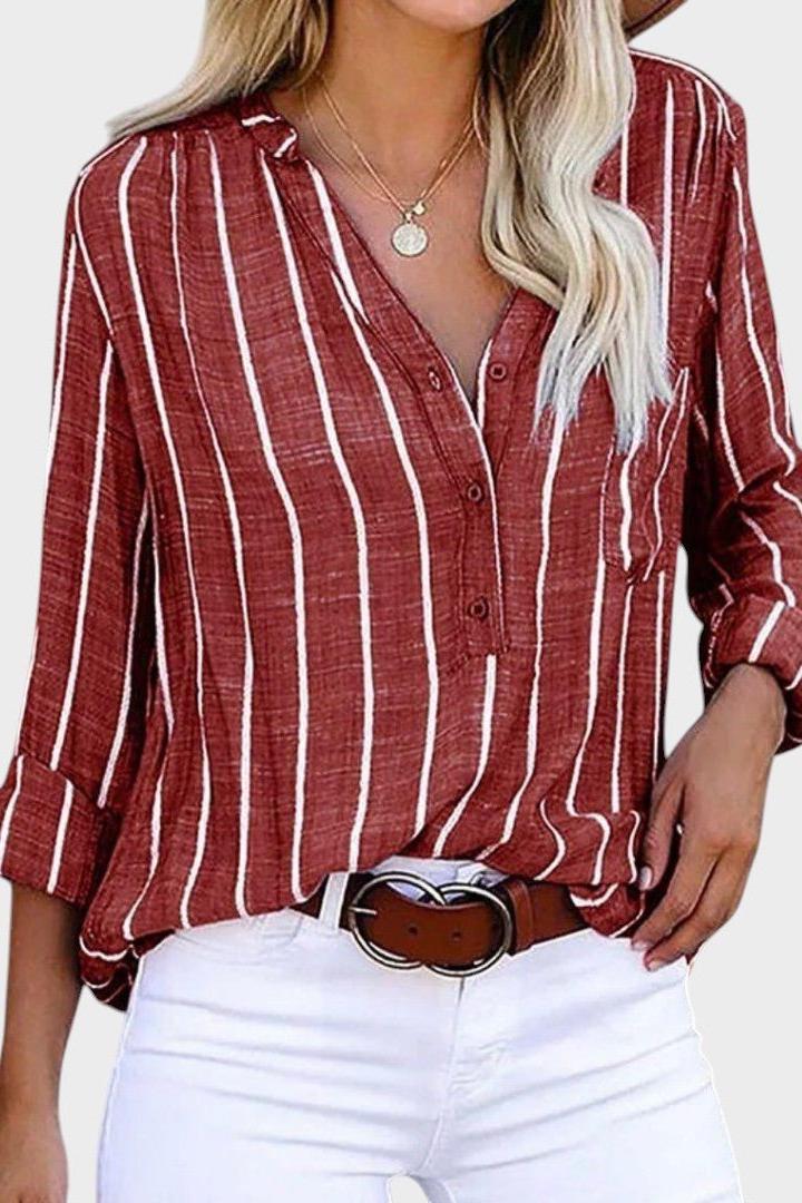 Luna – Striped blouse – Red / S