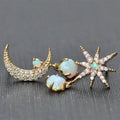 Moon and Star Earrings in Gold and Opal – image 3