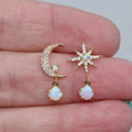 Moon and Star Earrings in Gold and Opal – image 4