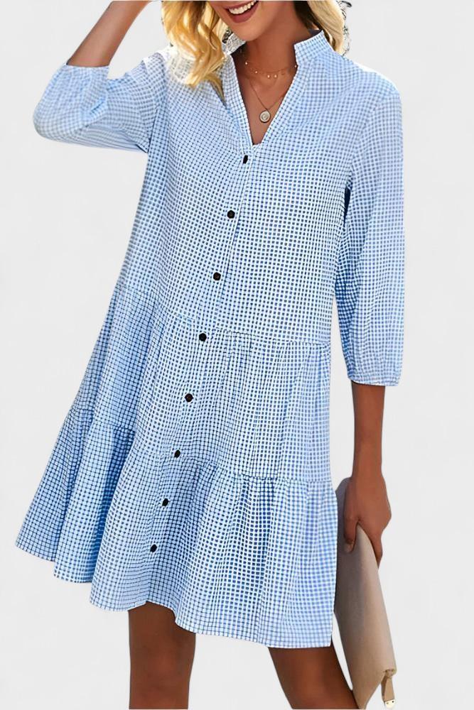 Mette – Striped summer dress – Blue / S