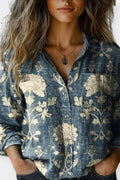 Mille – Vintage pattern blouse – Red / L