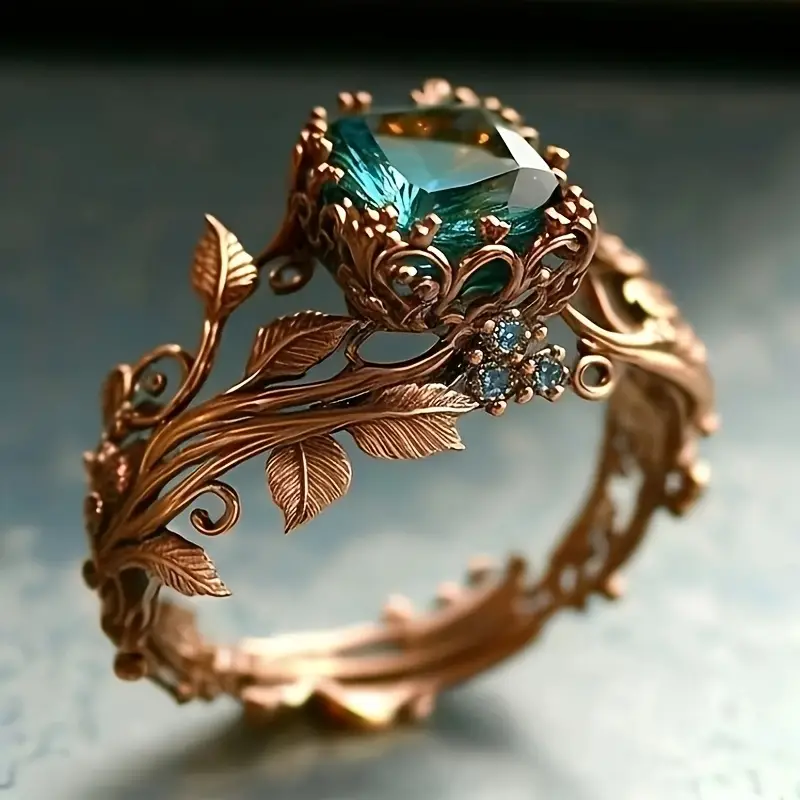 Nature's ring with green crystal – 15