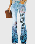 Nora – Pants – Purple flower / M