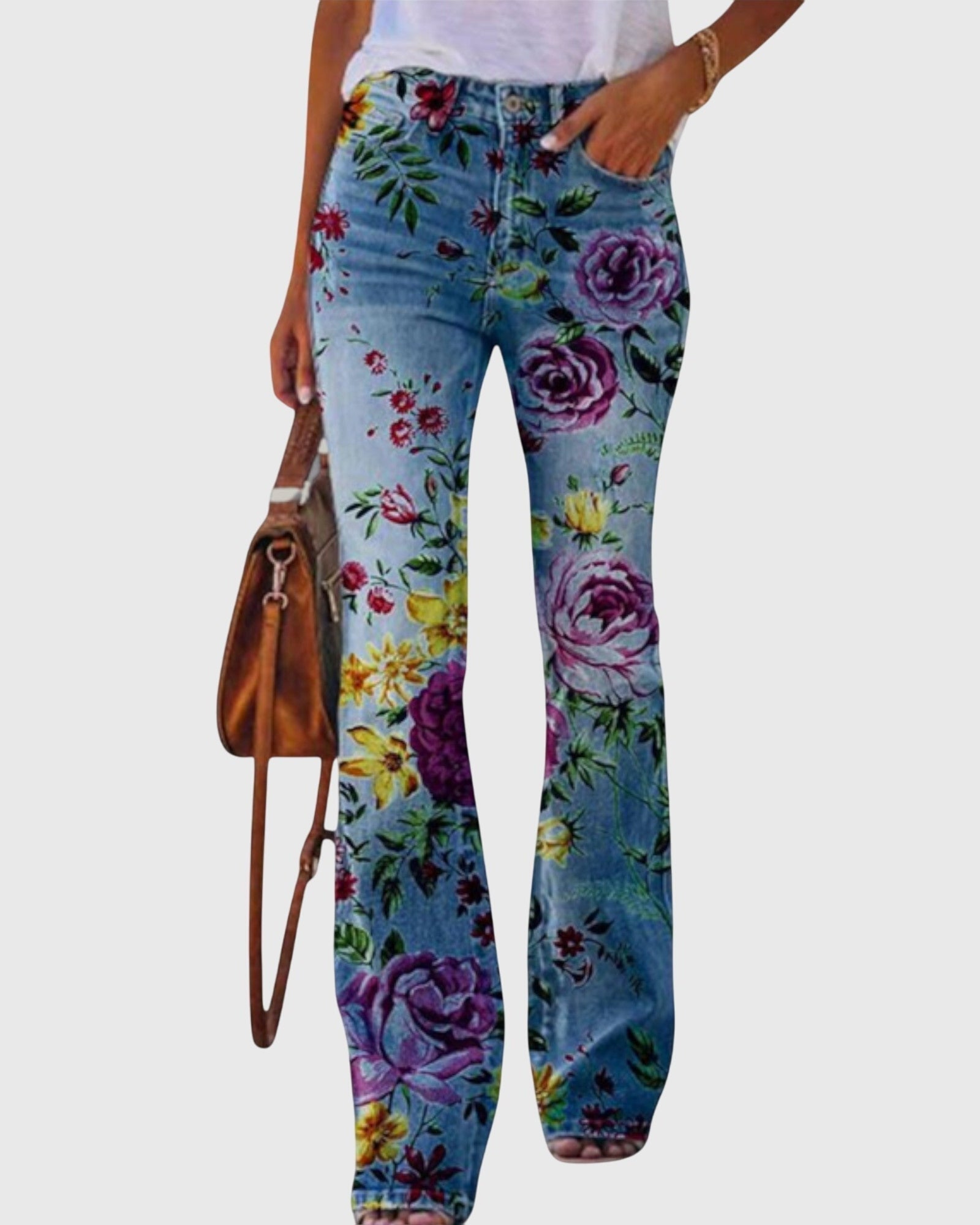Nora – Pants – Purple flower / XS