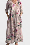 Nora – Light floral dress – Beige / S