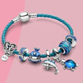 Ocean Bracelet + pendant included in leather and silver – 17 cm