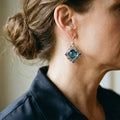 Blue crystal earrings in gold and silver – image 2