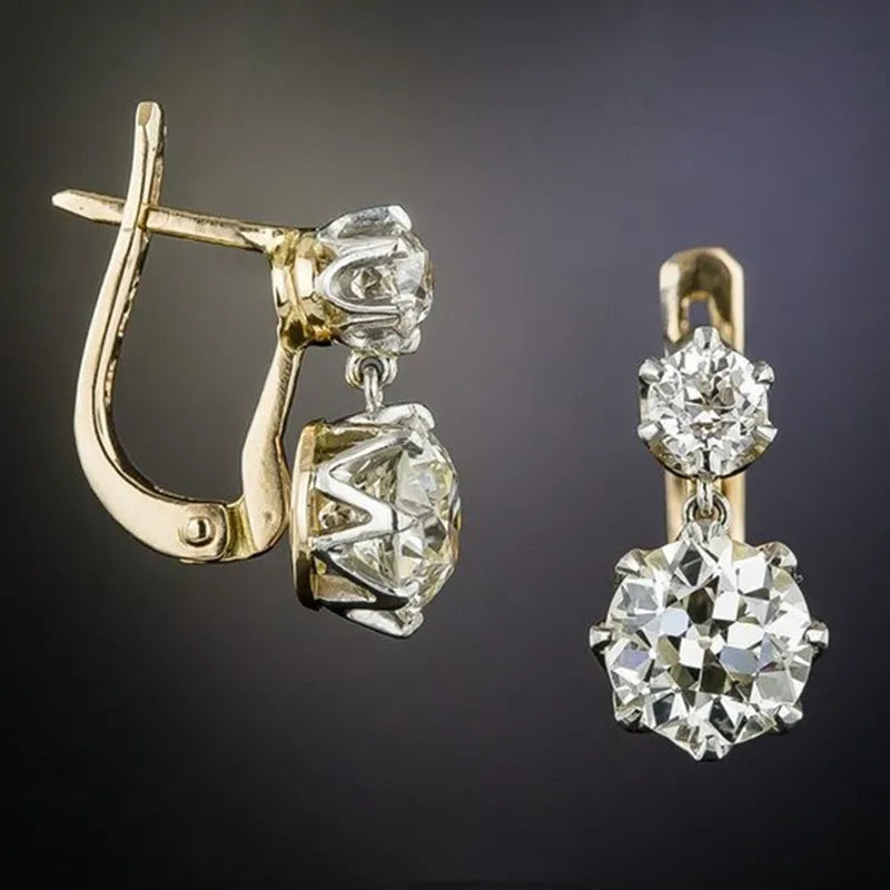 Earrings with European and American zircon