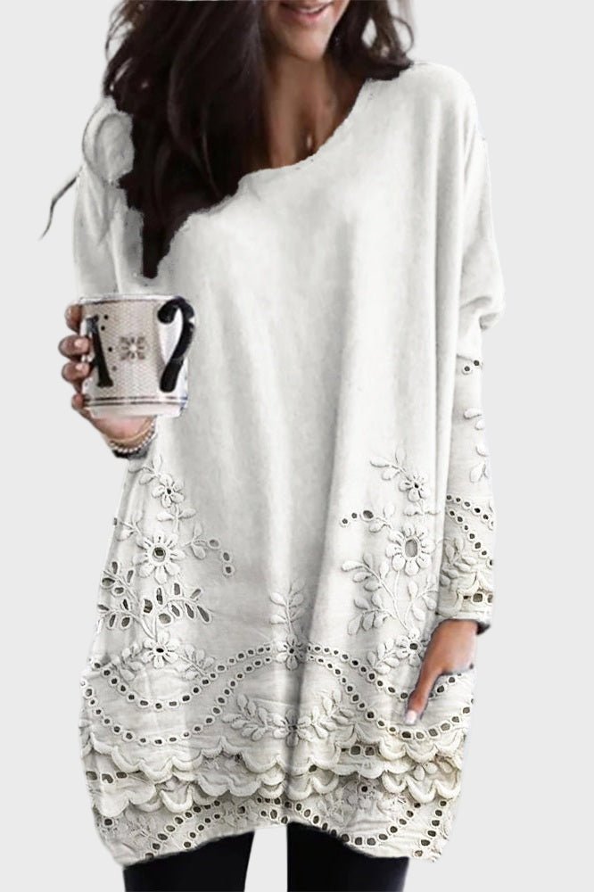 Pernille – Floral tunic – White / S