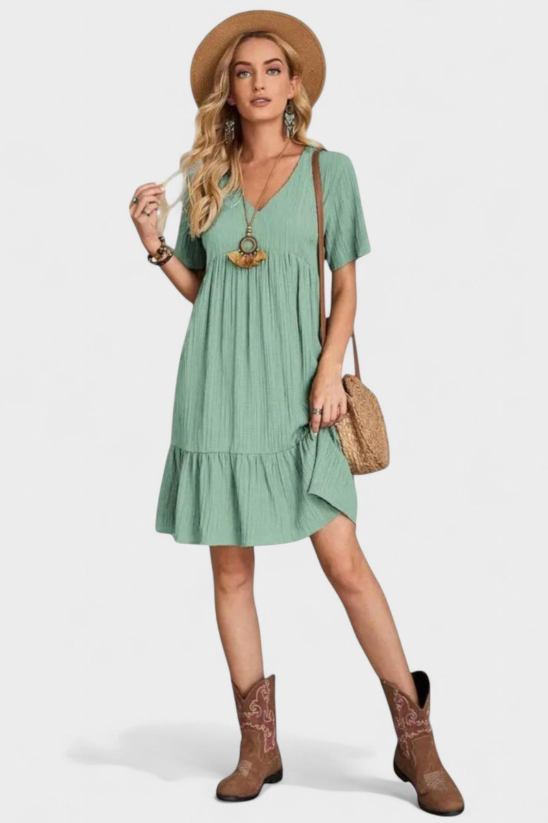 Rikke – V-neck dress – Light Green / S