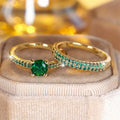 Set of Duo Ring with Emerald in Gold – 7
