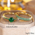 Set of Duo Ring with Emerald in Gold – 8