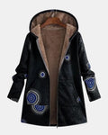 Sage – Tribal Pattern Sherpa Jacket – Black / S