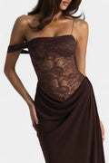 Sara – Asymmetric dress – Brown / M